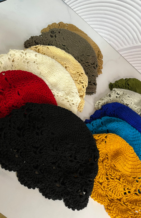 کلاه بافتنی زنانه قلاب بافی ترک مدل دریا 5830 رنگ آبی