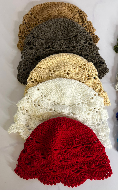 کلاه بافتنی زنانه قلاب بافی ترک مدل دریا 5830 رنگ: کرم