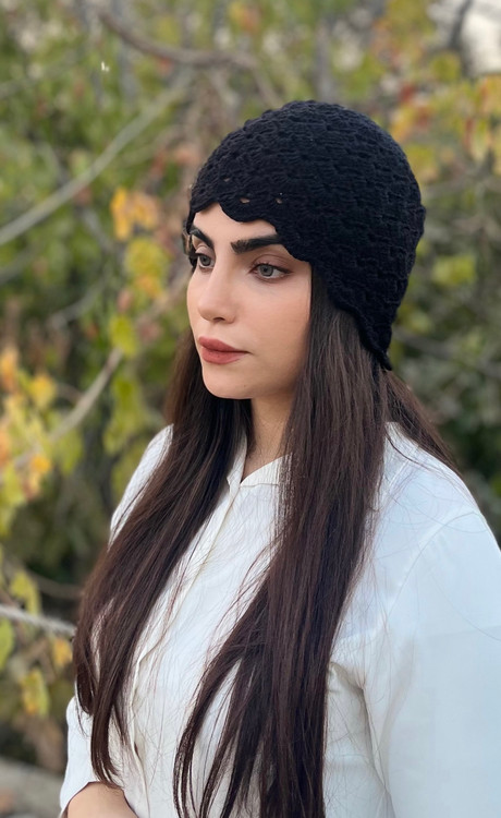 کلاه زنانه بافتنی کاموا ترک مدل مهر کد ۱۲۱۲۰ رنگ مشکی