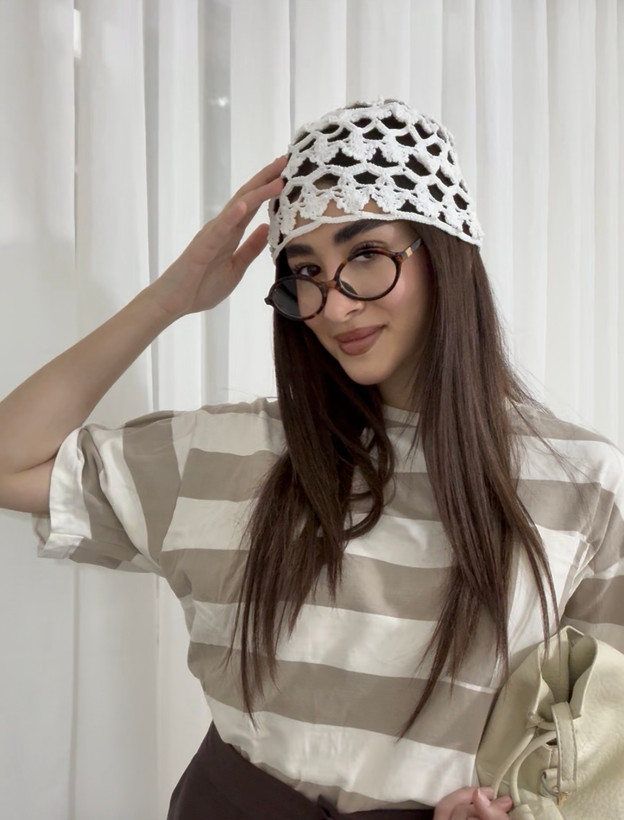 کلاه لئونی مرسریزه زنانه مدل بهار سفید