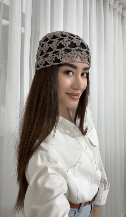 کلاه لئونی مرسریزه زنانه مدل بهار طوسی